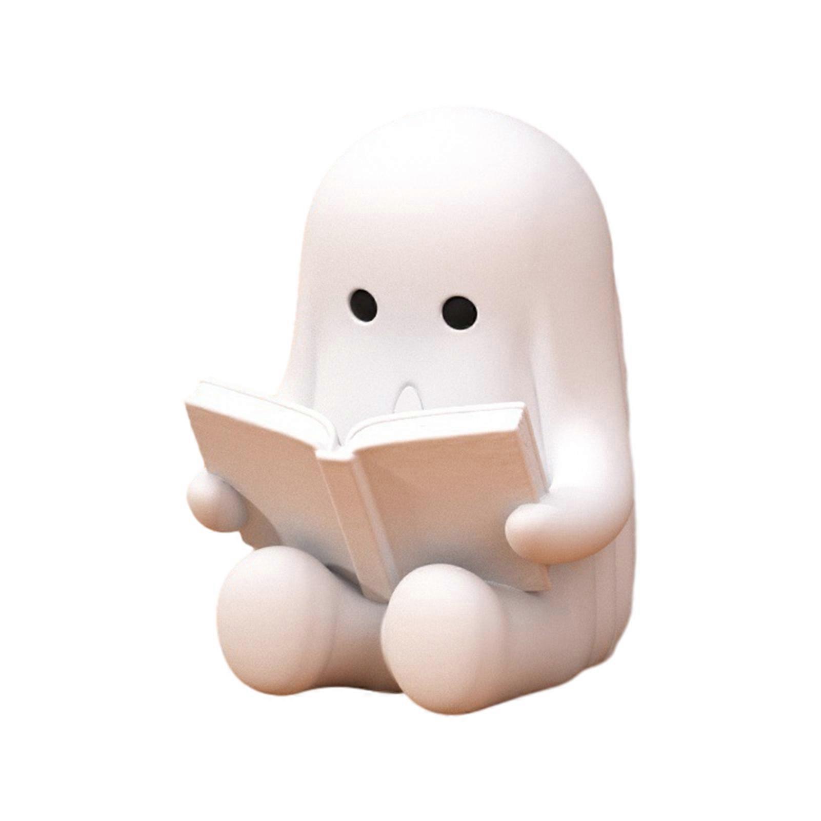 Cute Ghost Book Lover Statue - 3D Printed & Eco Friendly - for Study Room