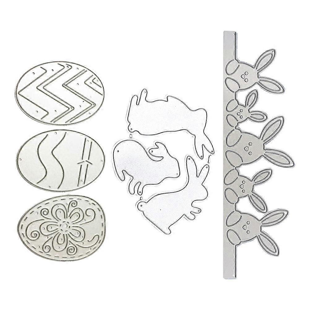 3pcs Decorative Paper Art Easter Stencils Rabbit and Easter Egg Cutting Dies