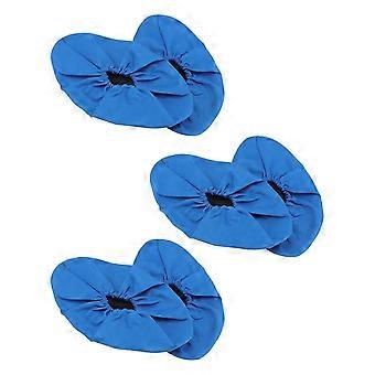 Antislip schoenovertrekken van stof voor thuisgebruik, 3 paar, blauw, wasbaar.