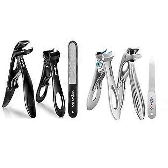 Toenail Clippers & Nail Set for Seniors - Heavy-Duty Long Handled Thick Toenails, Men Women | Hygienic Manicure with Catcher File