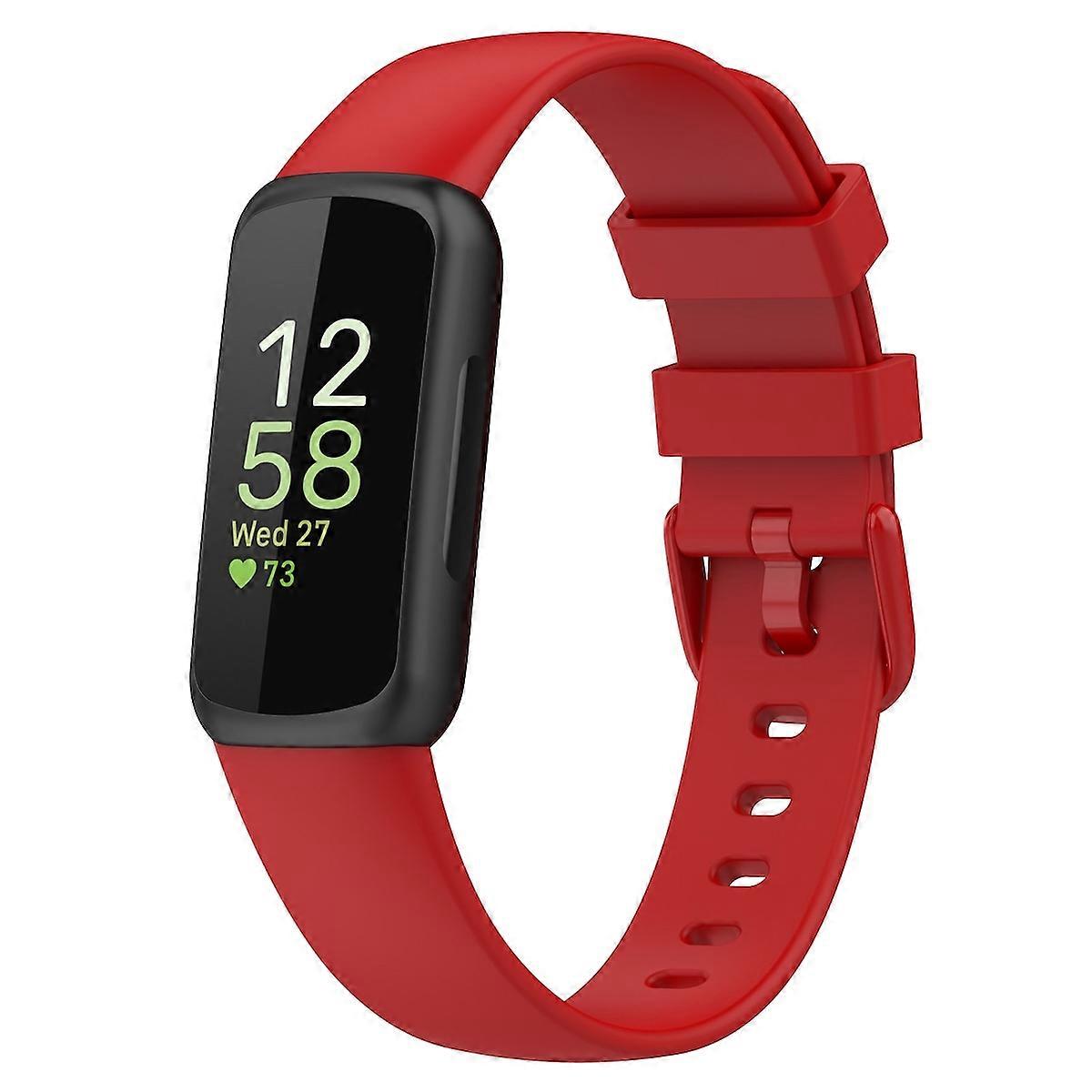 Fitbit Inspire 3 Solid Color Silicone Watch Band, Size L, Red Replacement