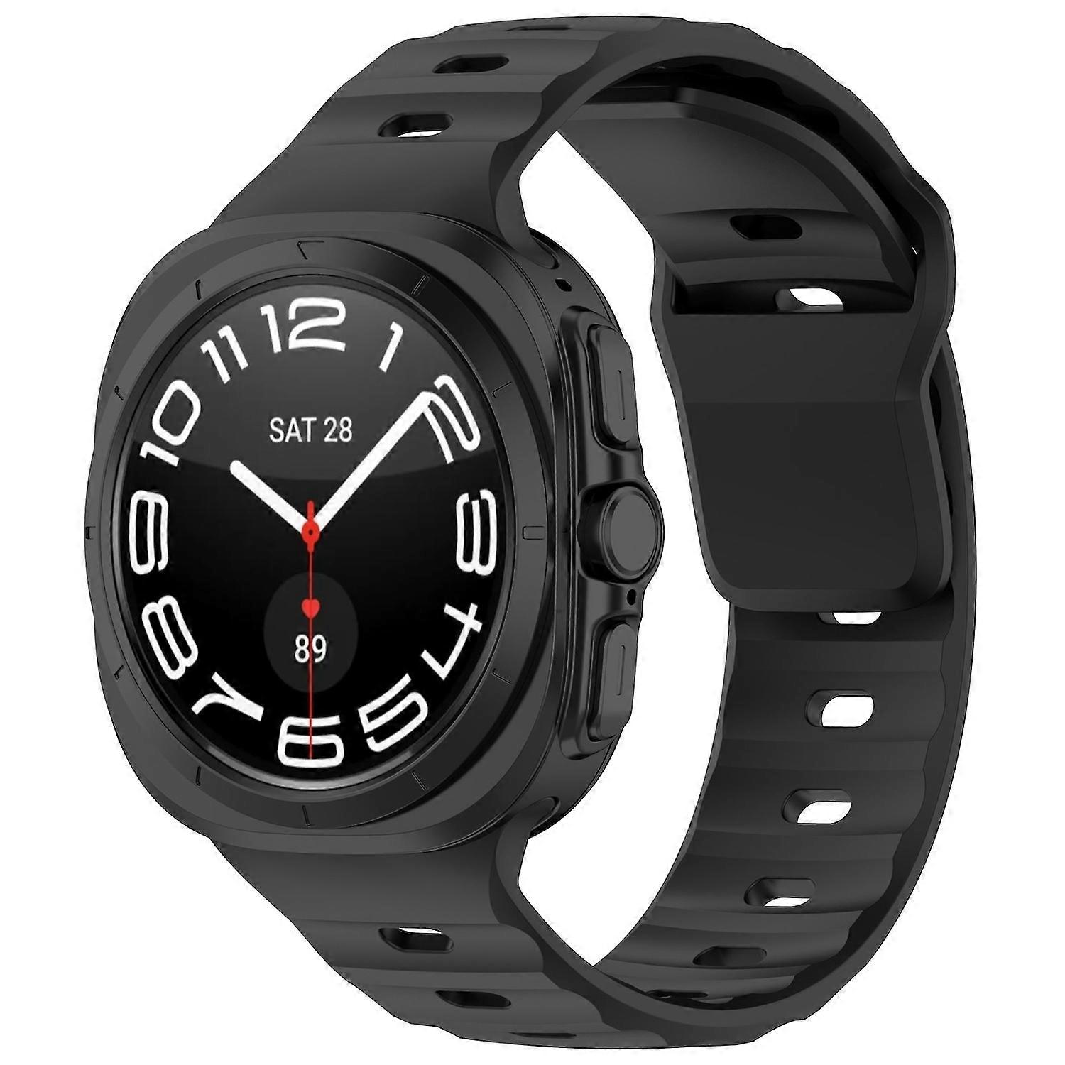 Replacement Silicone Sport Arm Band for Samsung Galaxy Watch Ultra 47mm Solid Color Black