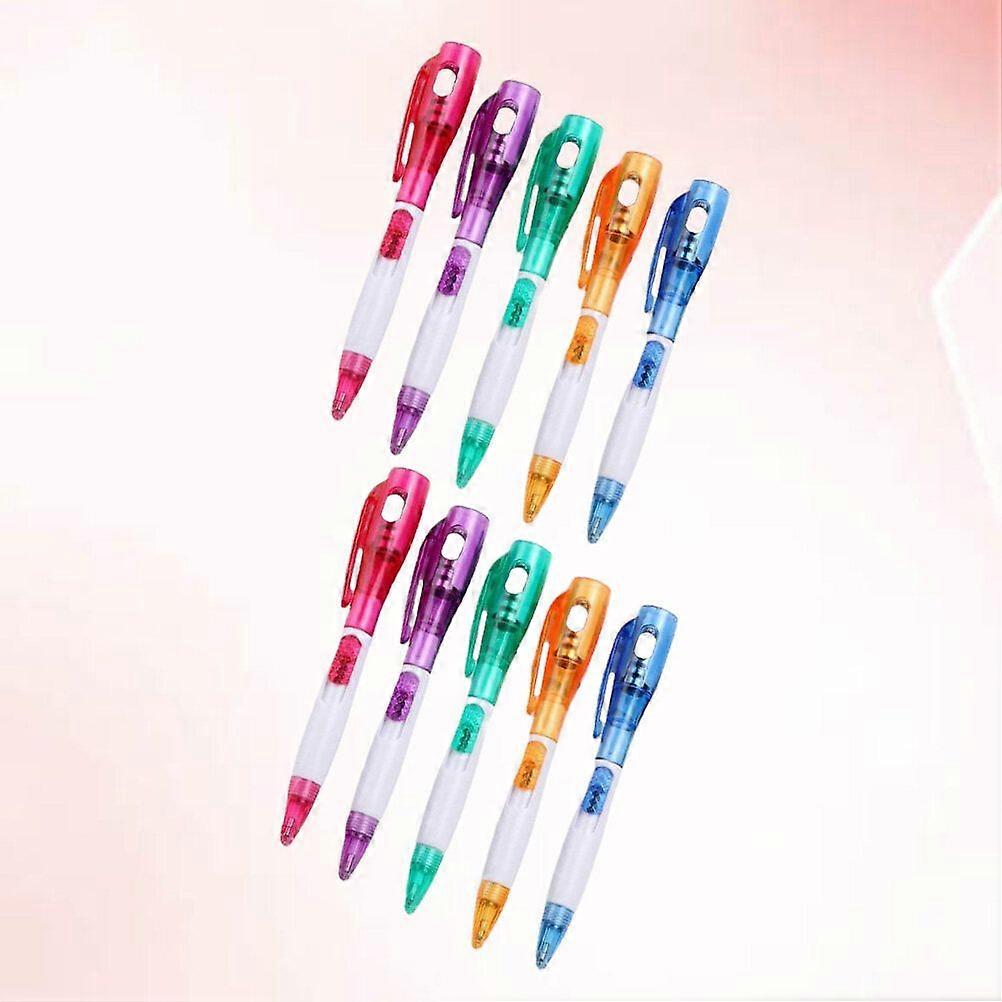 10pcs Multi-function Ballpoint Pens Creative Ball Pen Stationery Supplies Rewading Gift with Light Assorted Pattern