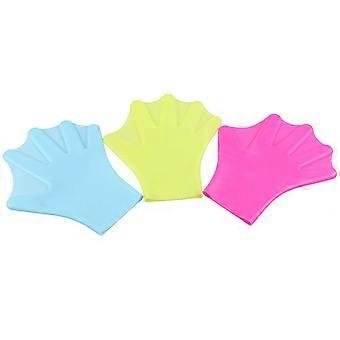 1 Pair Silicone Swimming Gloves Webbed Aquatic Fit Traning Gloves Paddle Diving Gloves Hand Web (Adult, Pink)