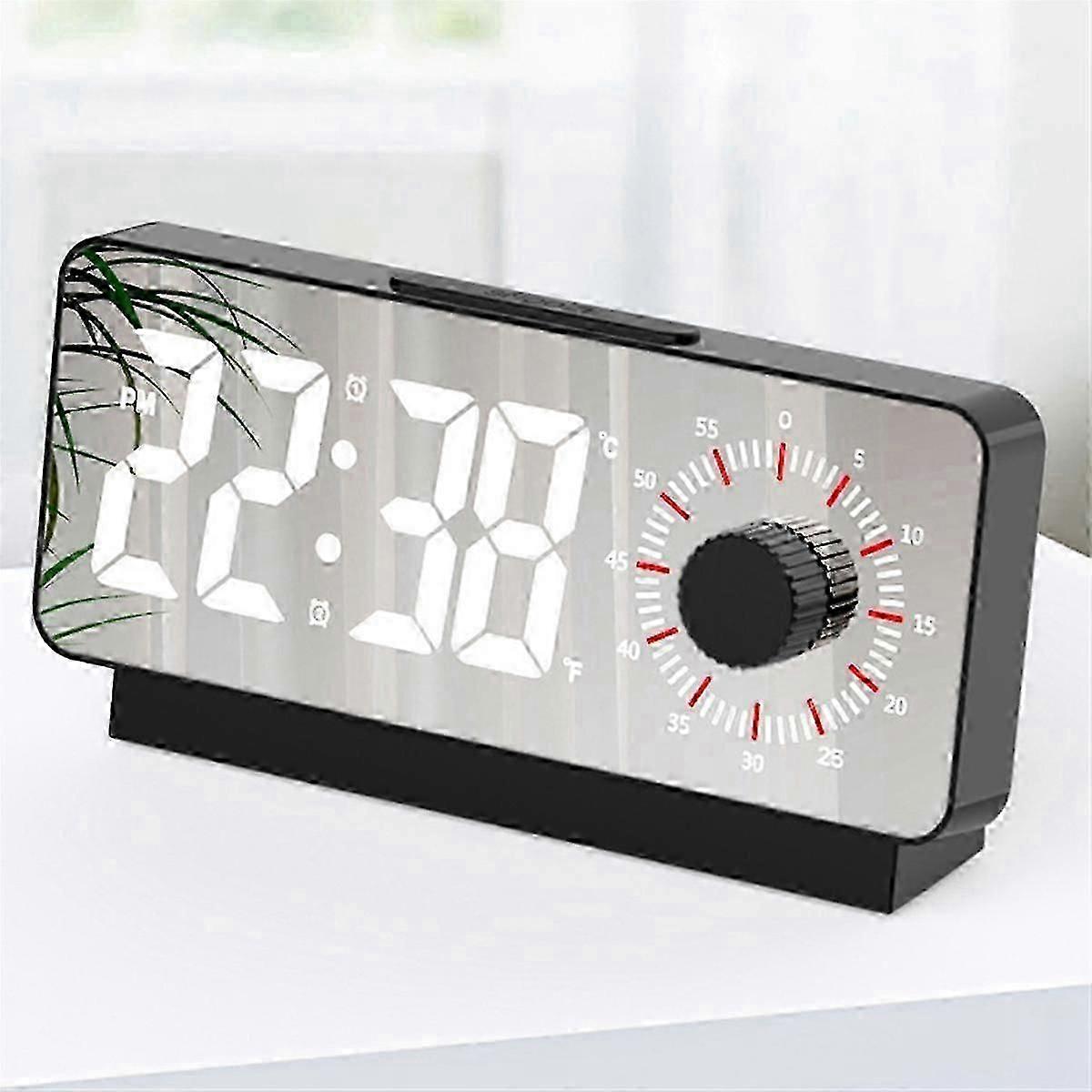 Alarm Clock Digital Electronic Alarm Clocks Visual Timer Mirror Temperature Clock With Snooze Funct