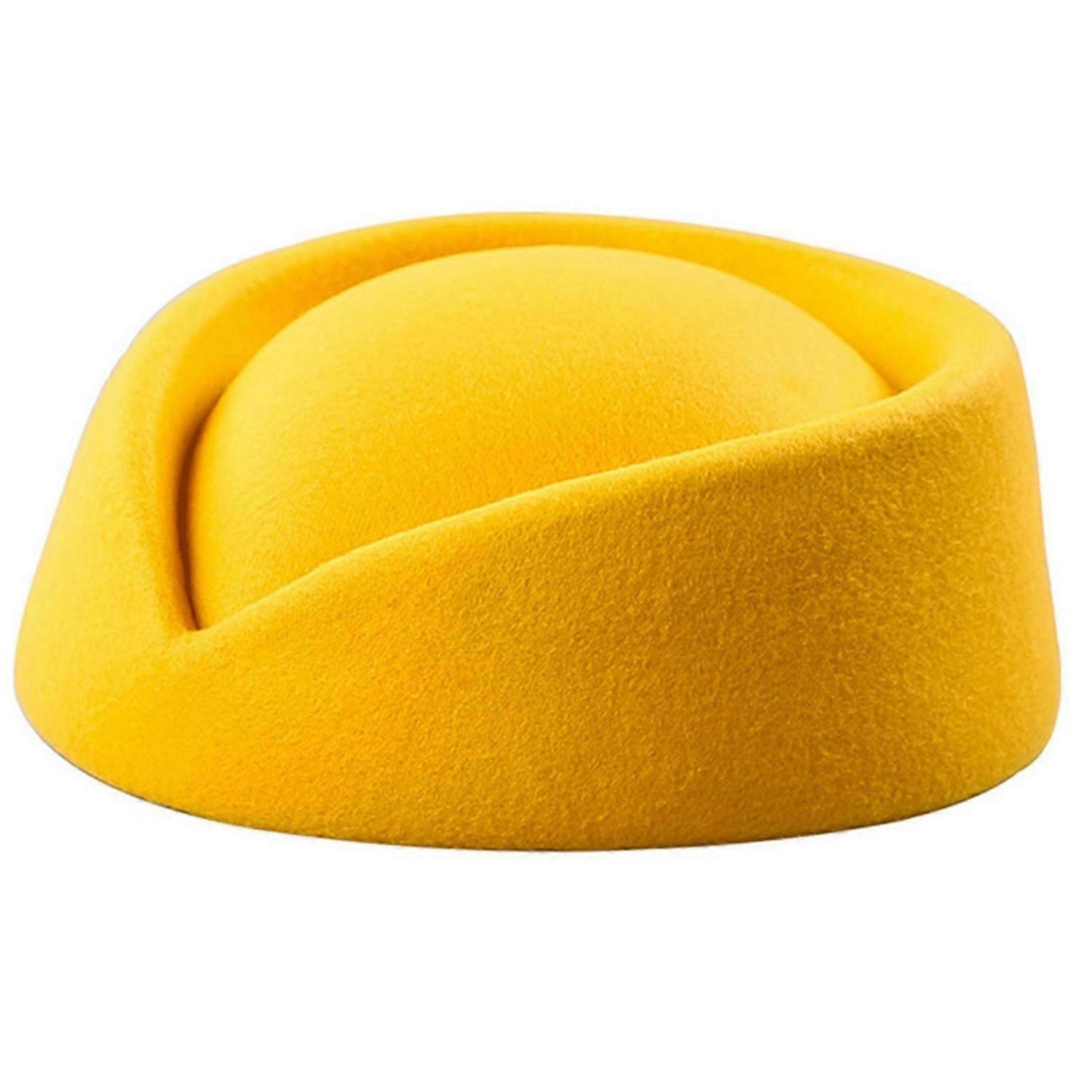 Stewardessenhut für Kostüme, Cosplay-Kostümzubehör, Fascinator-Basis für Firmenuniformen, geeignet für Live-Streaming-Cosplay, Gelb