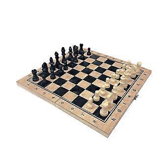 3 i 1 hopfällbar träschack och backgammonbräde för skrivbordsspel, pusselleksak - 29 cm [MI]