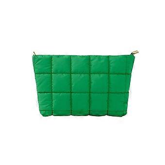 Portable Puffy Quilted Padded Makeup Bag Large Capacity Storage Bag Cotton Clutch Bag Zipper Solid Color Cosmetic Bag Travel