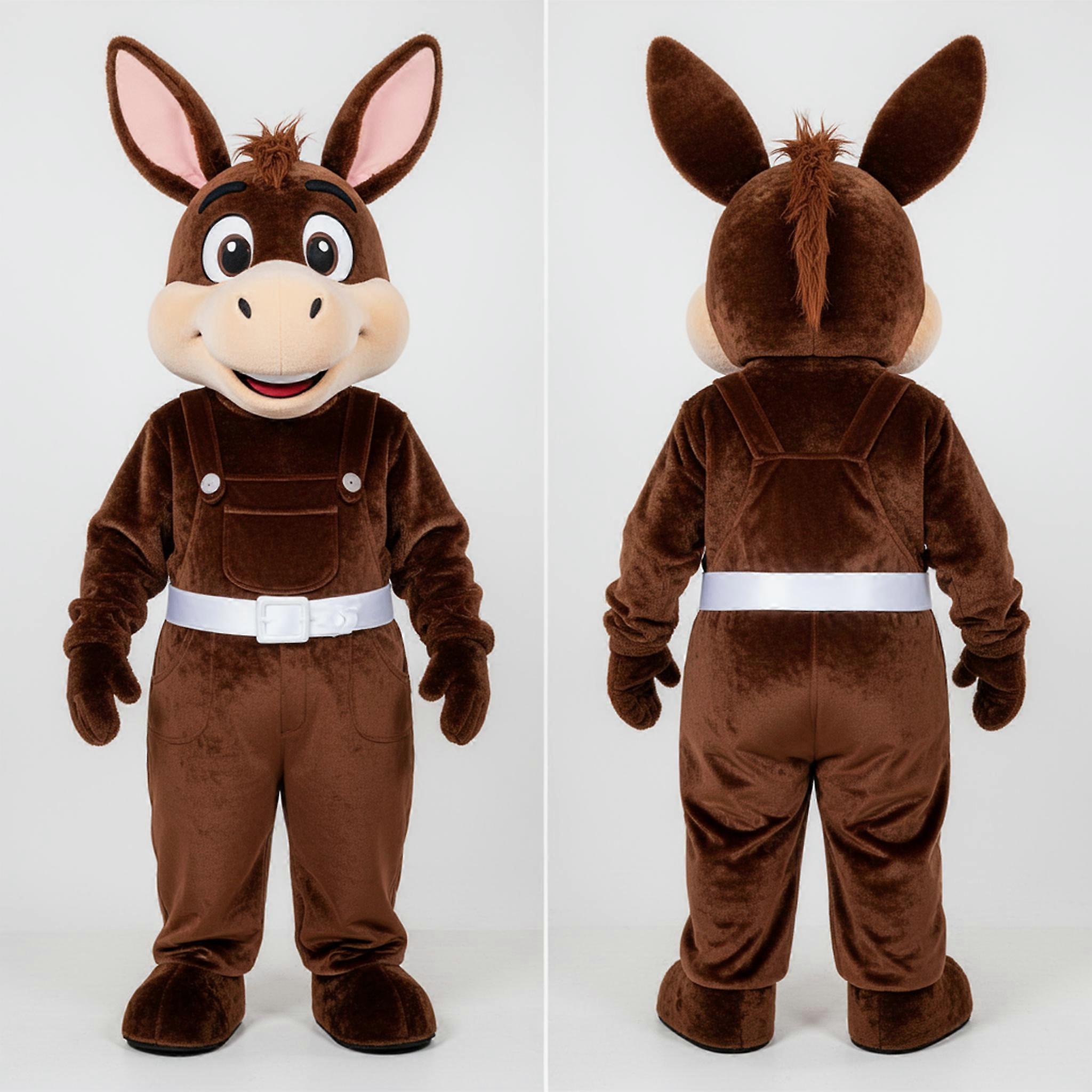 MASTICOT Velvety Brown Gentle Donkey Mascot