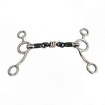 Horse Training Gag Ring Snaffle Bit with 145mm Stainless Steel and Brass Mouthpiece