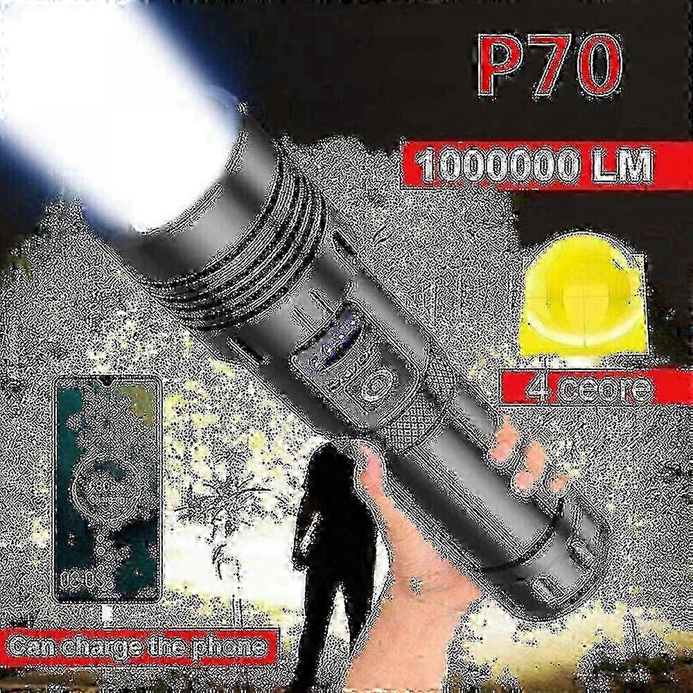 1000000 Lumens Super Bright Led Tactical Flashlight Rechargeable Led Work Light