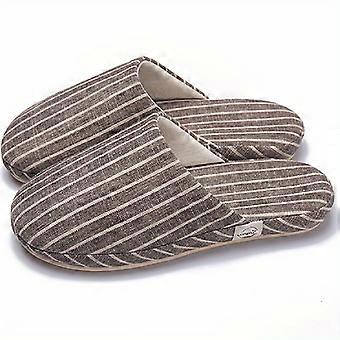Men's Striped House Slippers, Lightweight Breathable Anti-Slip Slip-On Shoes for Indoor Use, Spring Autumn Winter