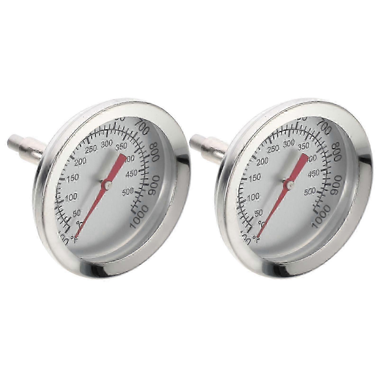 Silver Bimetallic Thermometer for Barbecue Oven Use 2Pcs