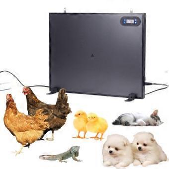 Dubbelzijdige kippenhokverwarmer, 200W, met digitaal display en onafhankelijke schakelaar, geschikt voor buitengebruik in de winter, afmetingen 50x40 cm.