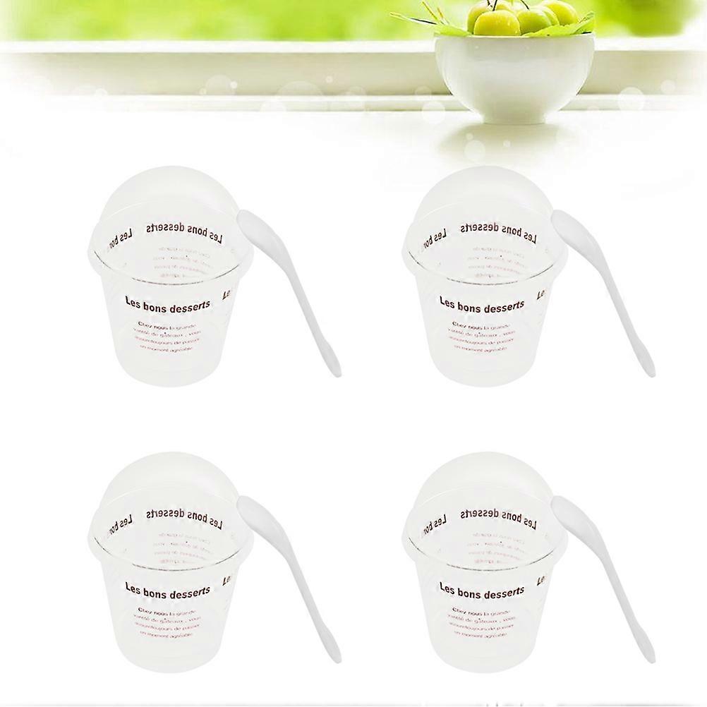 Cup Lid Spoon Set Round Pudding Cups compatible with Dessert Use 10Pcs Clear Plastic