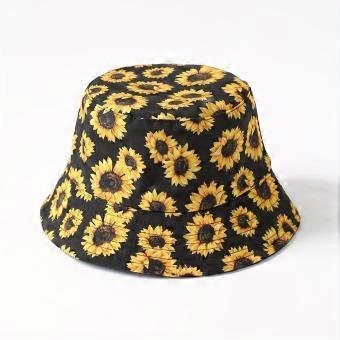 Sunflower Pattern Reversible Bucket Hat, Unisex Fisherman Hat for Outdoor Travel and Beach