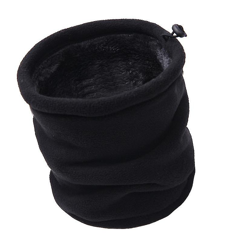 Winter Soft Double Layer Fleece Thick Thermal Neck Gaiter Elastic Multifunctional Scarf, Black (yu-b)
