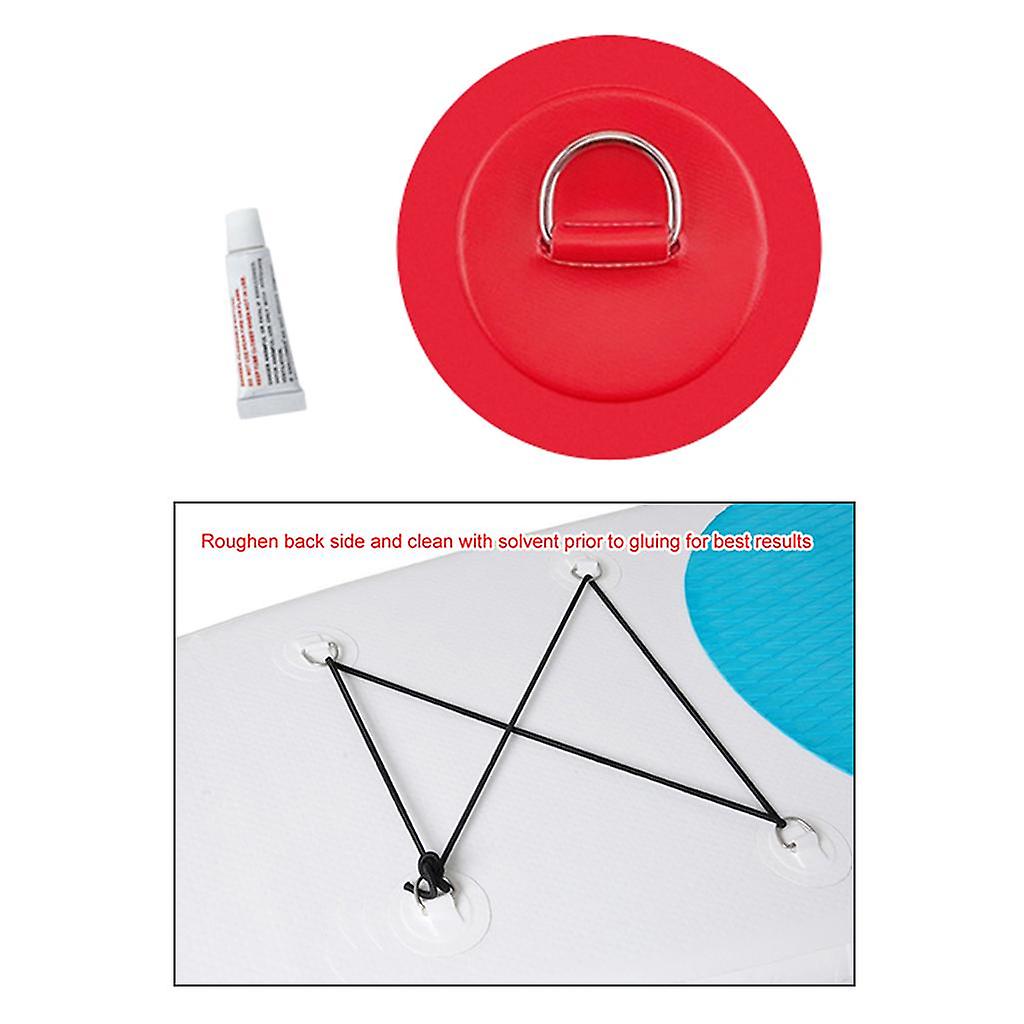 Edelstahl D-Ring Pad/Patch passend für PVC Schlauchboote Rot