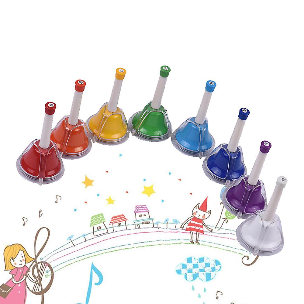 8 Note Diatonic Metal Bell Colorful Handbell Hand Percussion Bells Kit