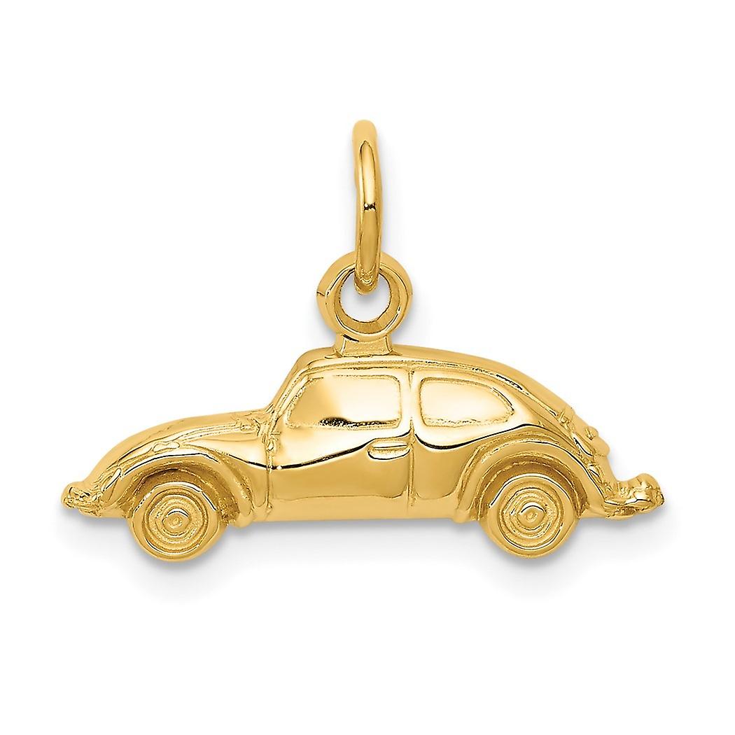 20mm 10k Solid Yellow Gold Car Charm Pendant Necklace for Women - .6 Grams
