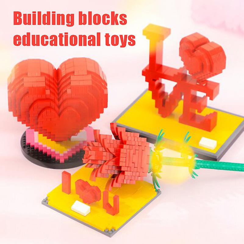 Miłość Red Rose Heart Building Blocks Micro Particles Building Blocks Toy Romantic Gift for Lover
