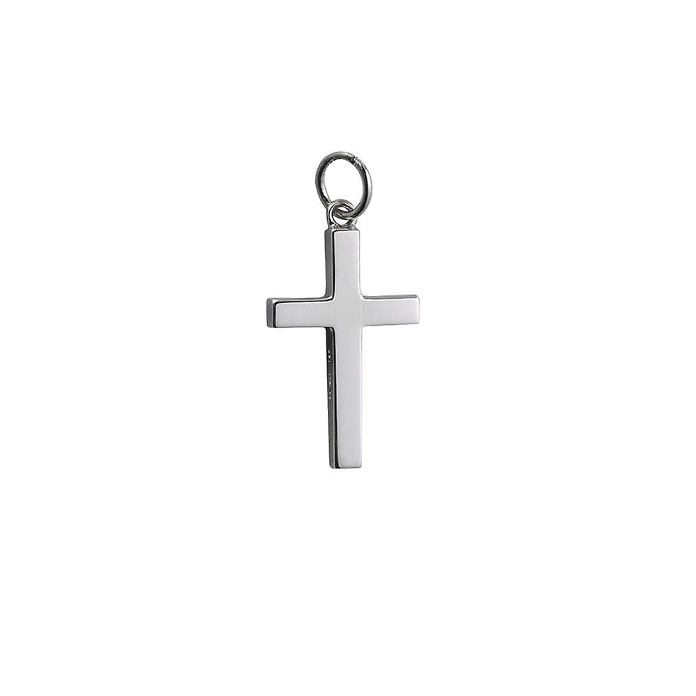 9ct White Gold 20x13mm plain solid block Cross