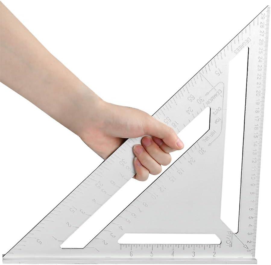 Silver Aluminum Alloy Carpenter's Square, 12 Inch Metric Triangle Square for Construction Measuring and Carpentry