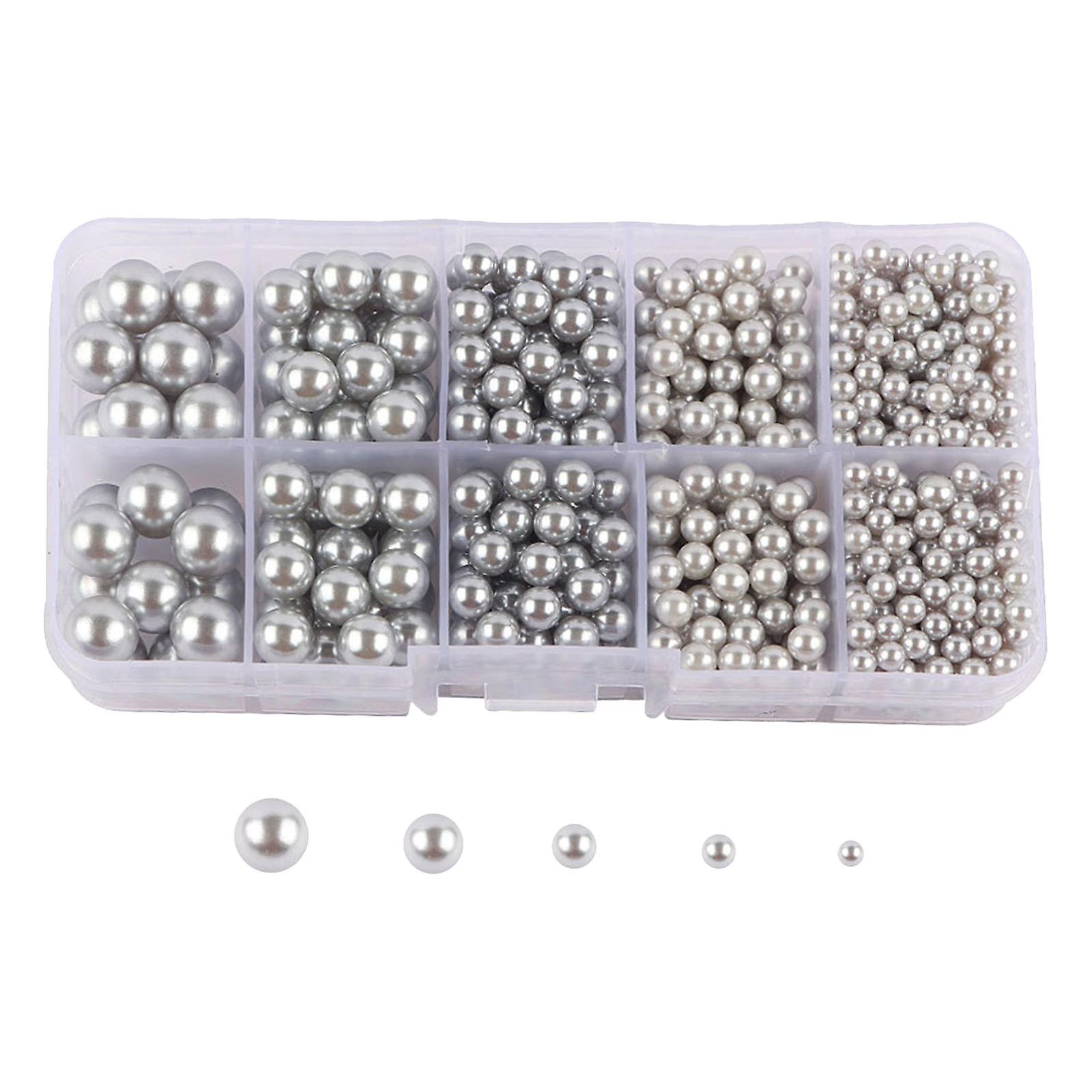 Artificial Pearl Beads No Hole 4/5/6/8/10mm for Hats Table Scatter Clothes Gray