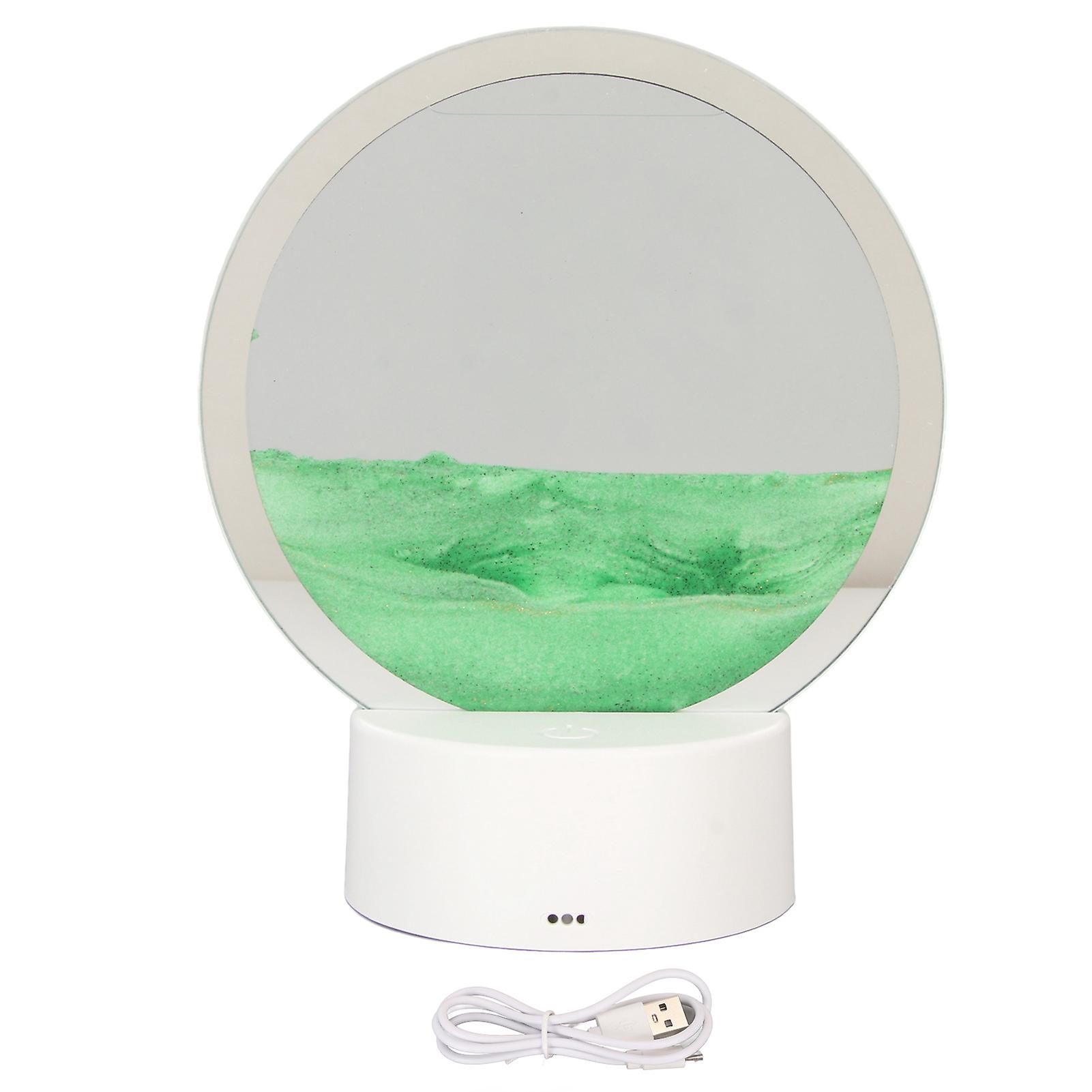 Moving Sand Art Round Frame 3D Transparent Glass Battery USB Powered Lights Dynamic Sand Picture for Family Office Cafe