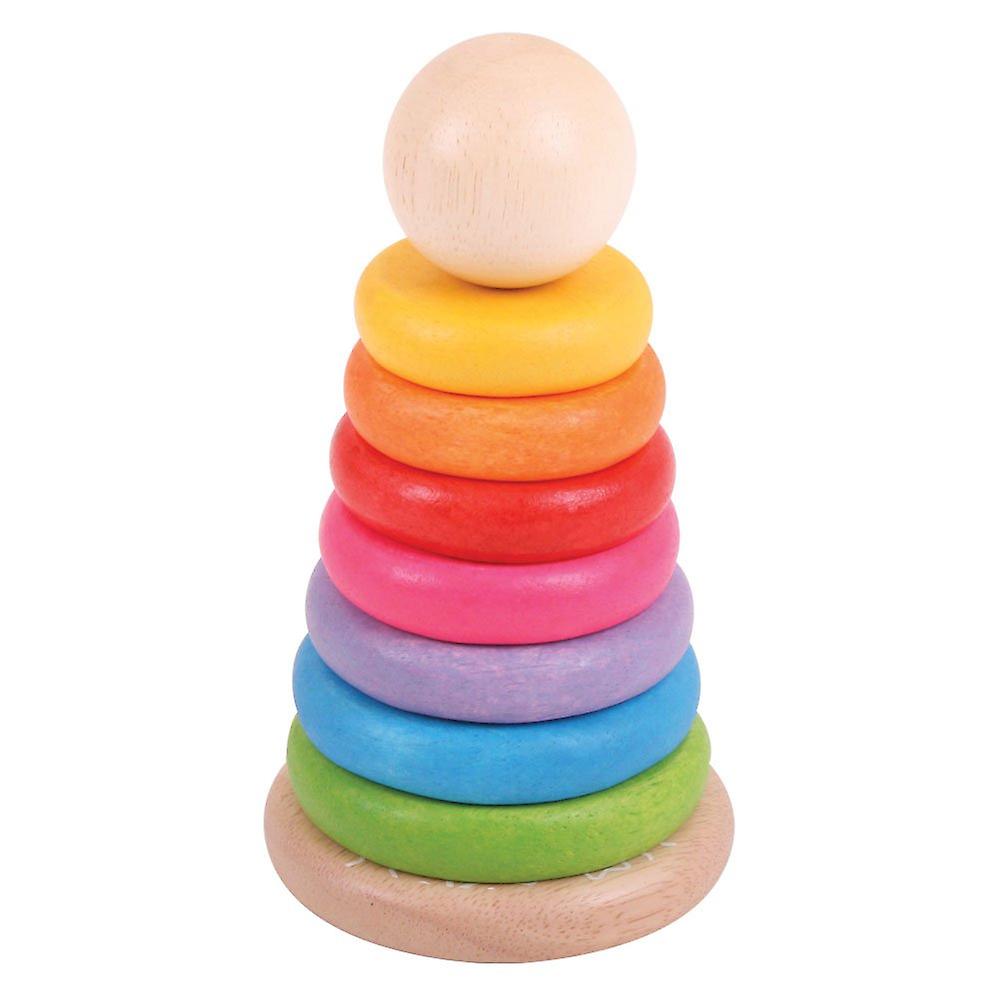 Bigjigs leksaker min första trä Rainbow Stacker-stapling ringar