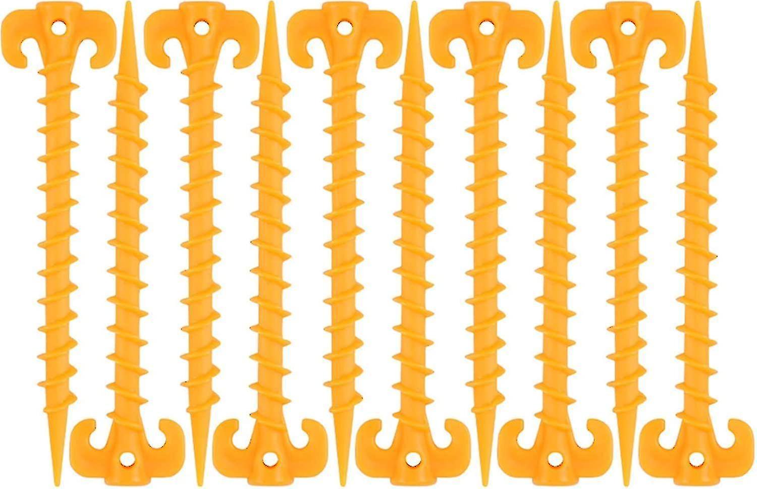 Plastic Screw Tent Pegs Durable Spiral Tent Stakes For Fixing Camping Tent Rain Tarps(10pcs, Yellow)