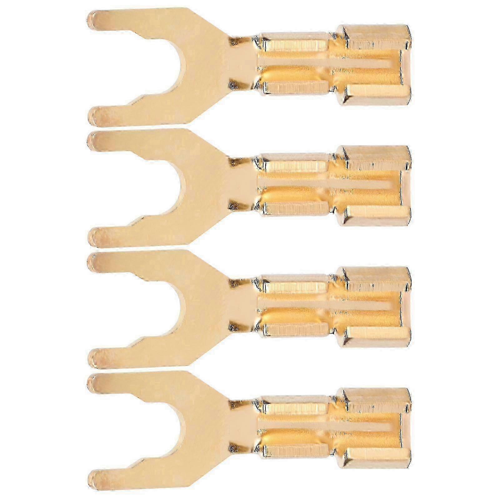 4pcs Y Plug Spade Connector Gold Plated 45 Degree Fork Speaker Wire Connector for DIY Speaker Wire