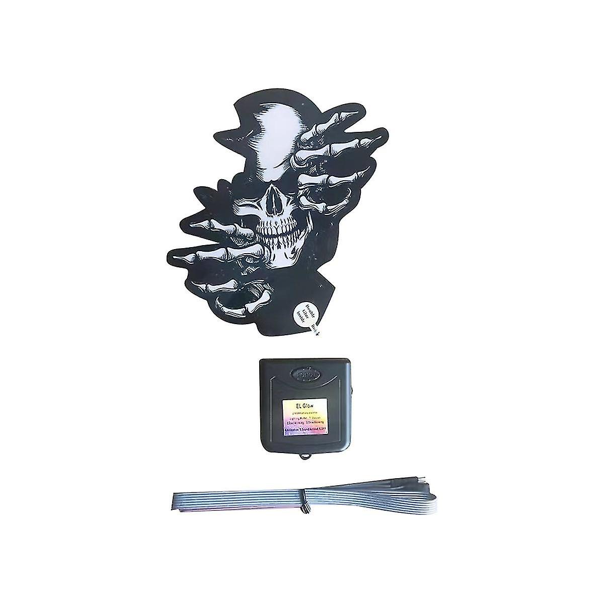 Skull Horror Glow Panel Light Emitting Window Racing Car Sticker Windshield Decorative Led Light Ac