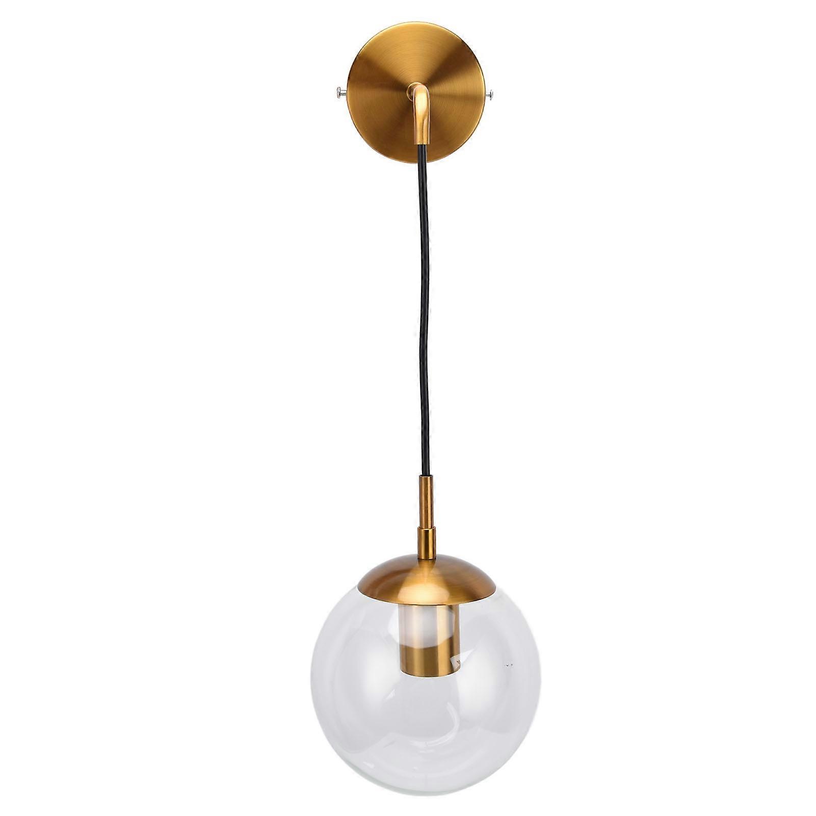 Élégant pendentif globe en verre transparent rétro moderne, éclairage du milieu du siècle avec fer et verre finition or, lampe suspendue réglable pour le salon,