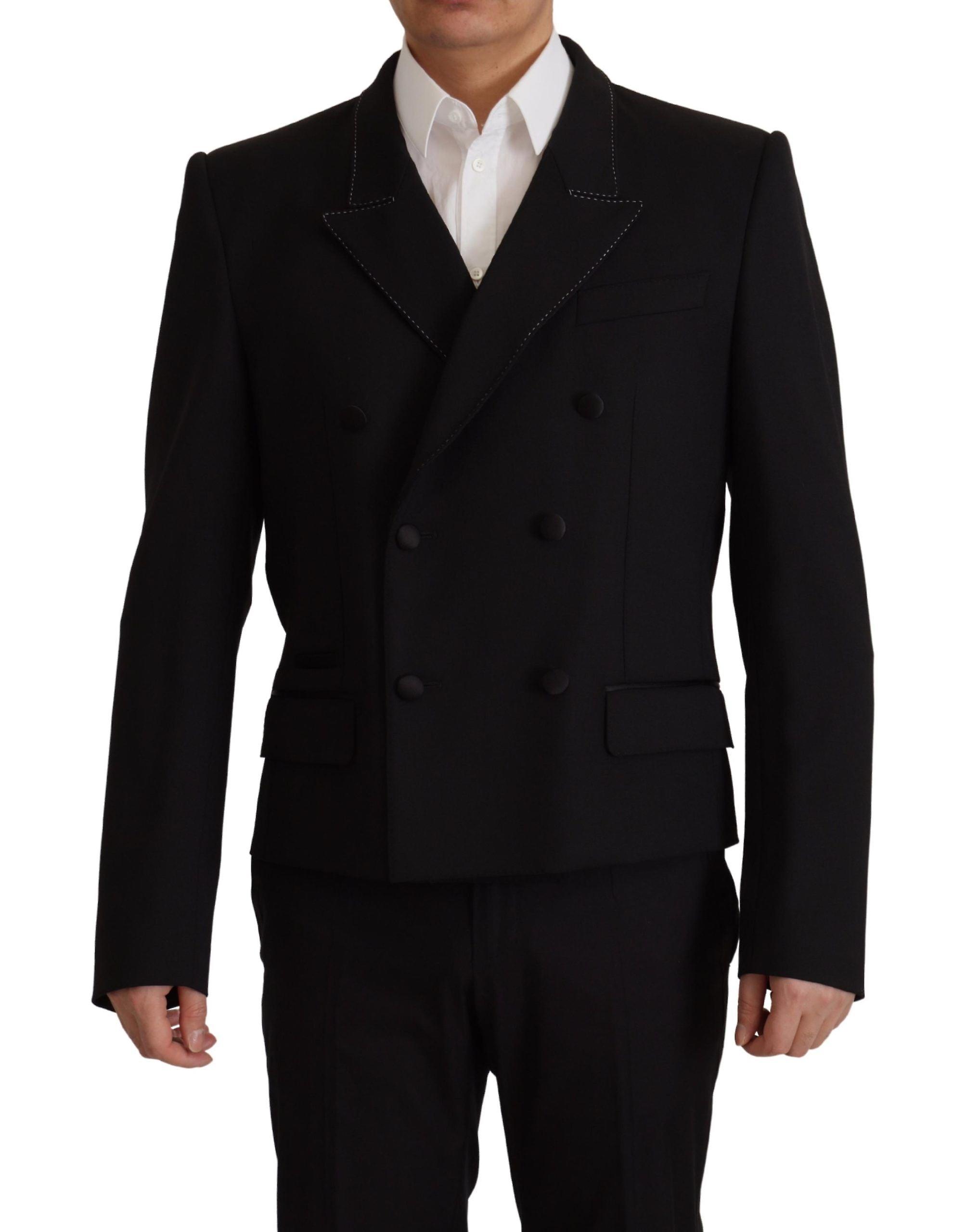 Dolce & Gabbana Men's Black Double Breasted Coat Blazer Jacket