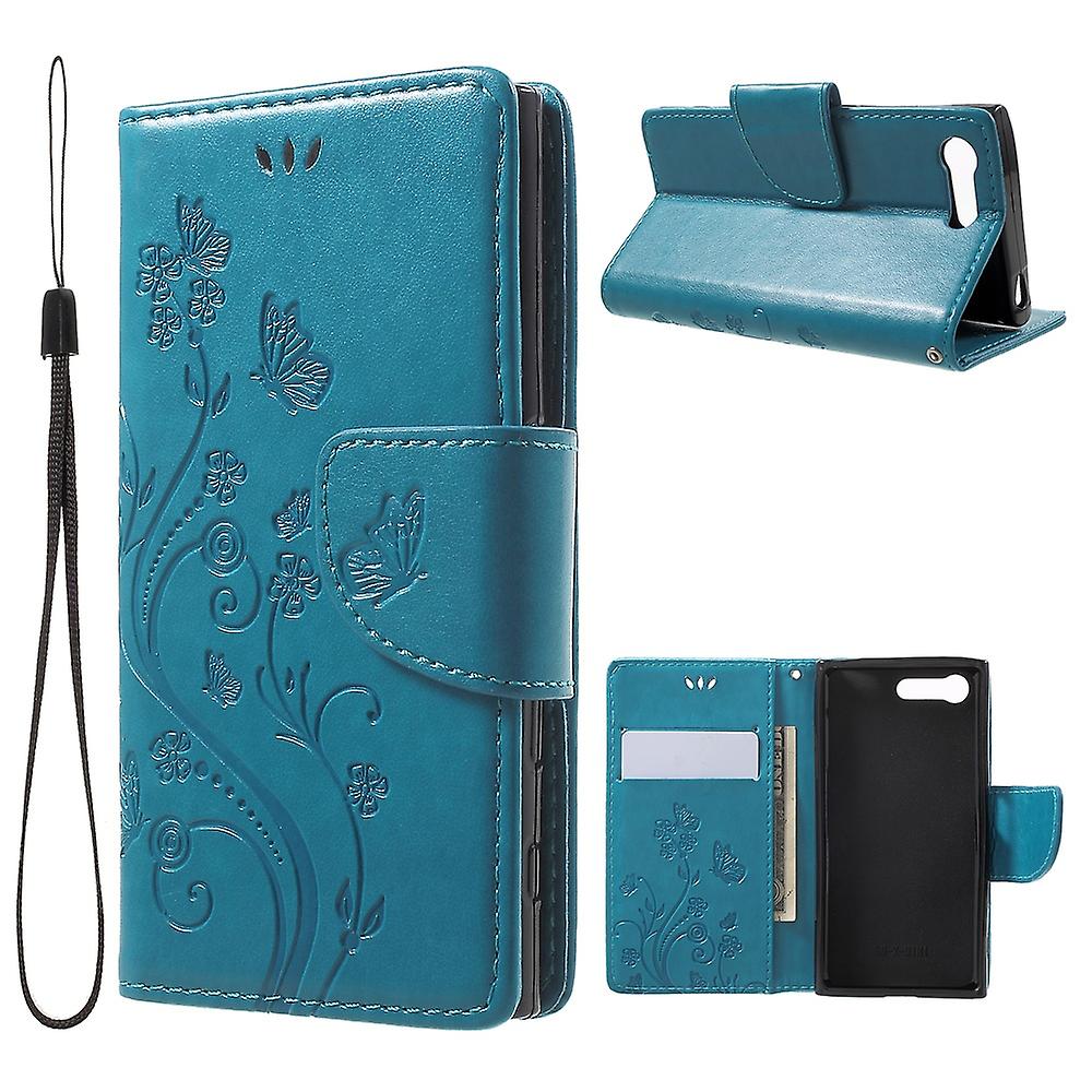 Imprinted Flora Wallet Leather Stand Case for Sony Xperia X Compact