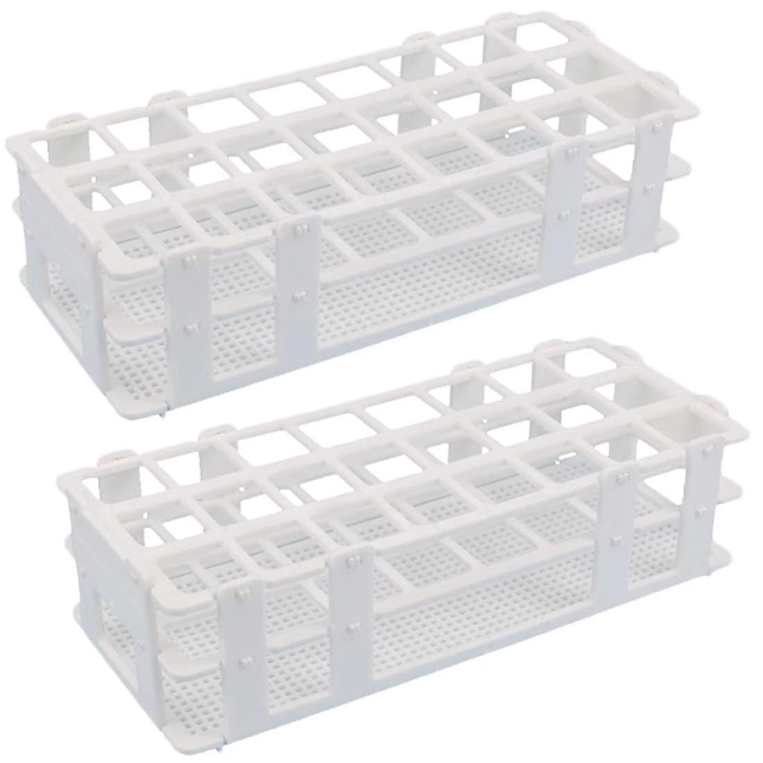 2st plastteströrsställ 24 hål lab provrörshållare för 25 mm provrör, avtagbar, whi