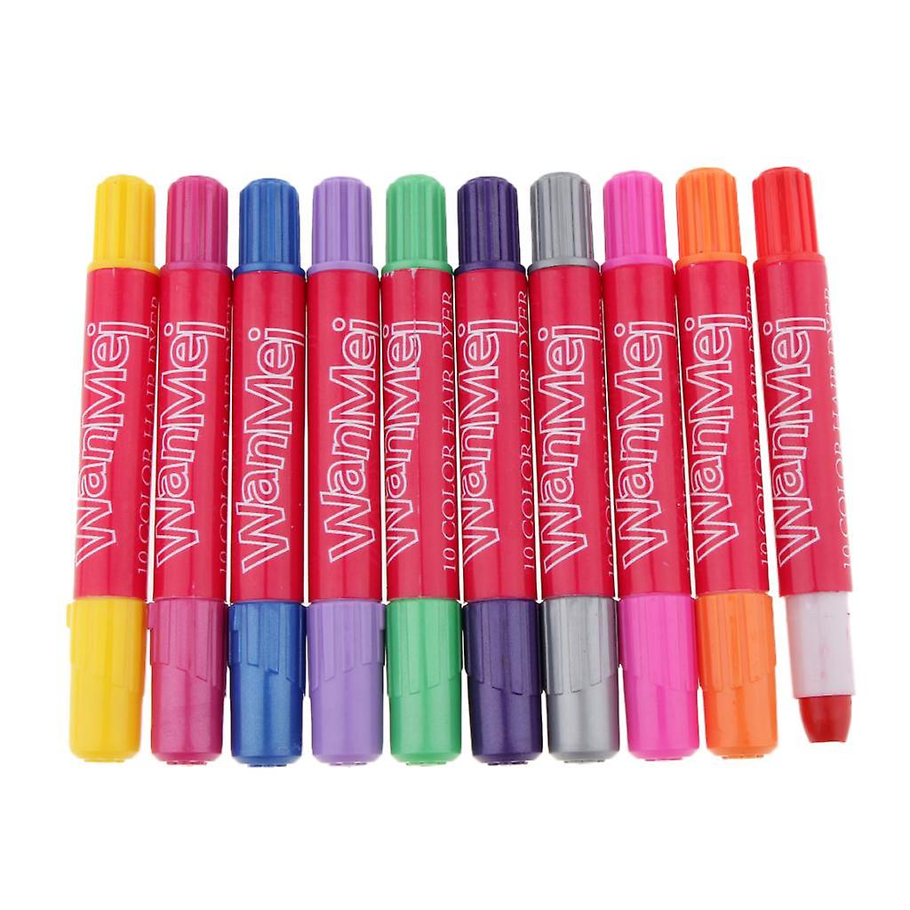 10 Cor Cabelo Giz Pen Set Cor Temporária Cabelo Não Tóxico Tintura de Cabelo Lavável