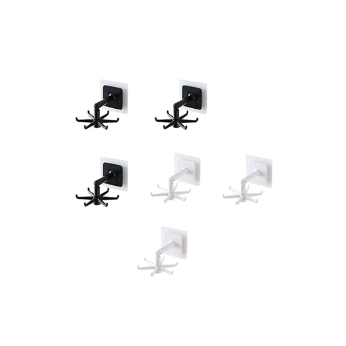 6pcs Multifunctional Rotatable Universal Hook Kitchen Wall Hanging Storage Rack Strong Seamless Hook