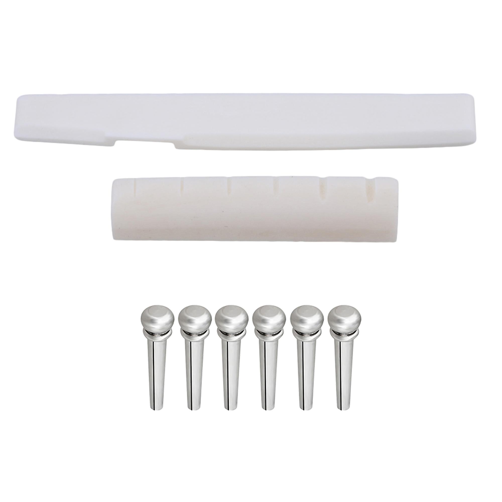 Guitar DIY Part Kit with Saddle and Nut and 6x Chrome Metal Bridge Pins