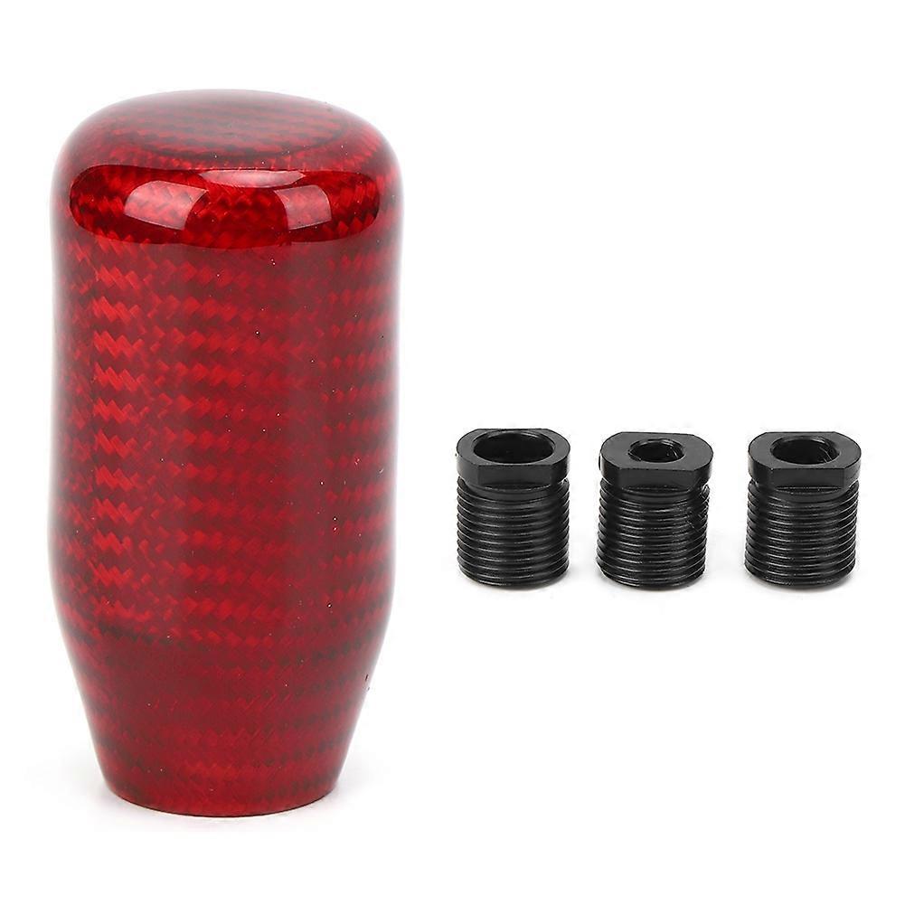 Gear Shift Knob, Universal Car Gear Shift Knob Head Aluminum Carbon Fiber Auto Modification Red Short Type Shift Lever Knob