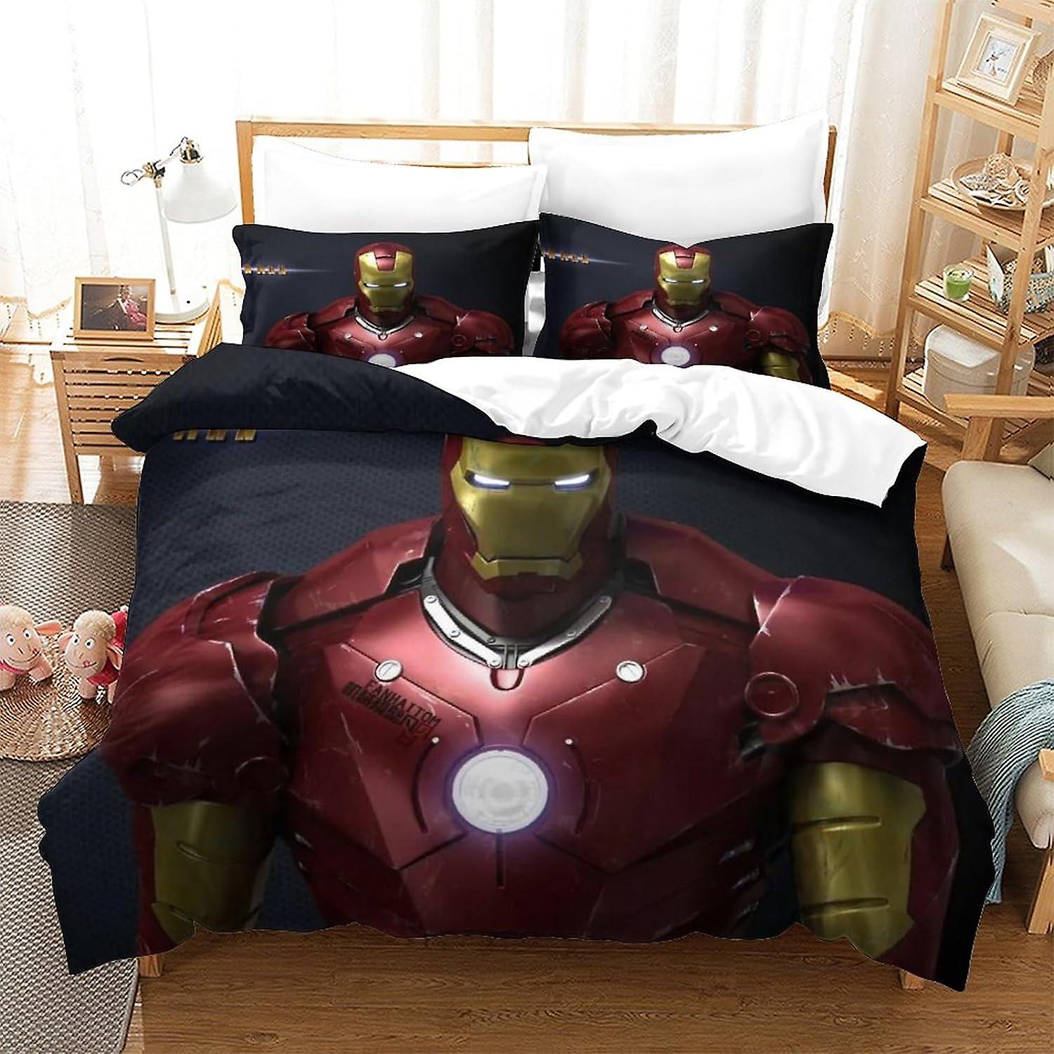 EKENOZ Iron Man Duvet Cover Set Superhero Comforter Cover Printed Bedding Quilt Cover for Bedding Decro,Ultra Soft Microfiber Hidden Zipper Bed Cover 