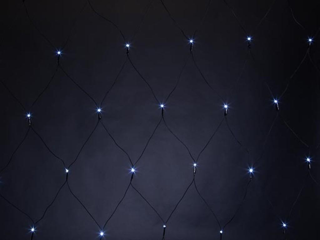 LED de clavos - 2 x 2 m - 144 luces blancas - cable negro - 36 V