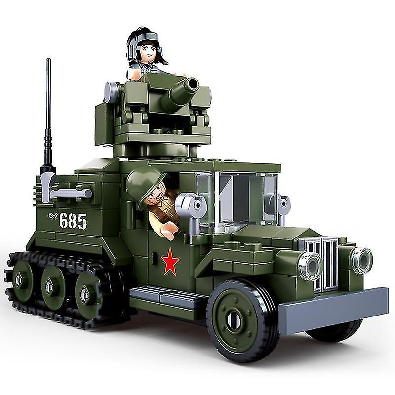 Military Series World War Russian Gus Half Track Armored Vehicle Soldier Weapon Diy Model(green)