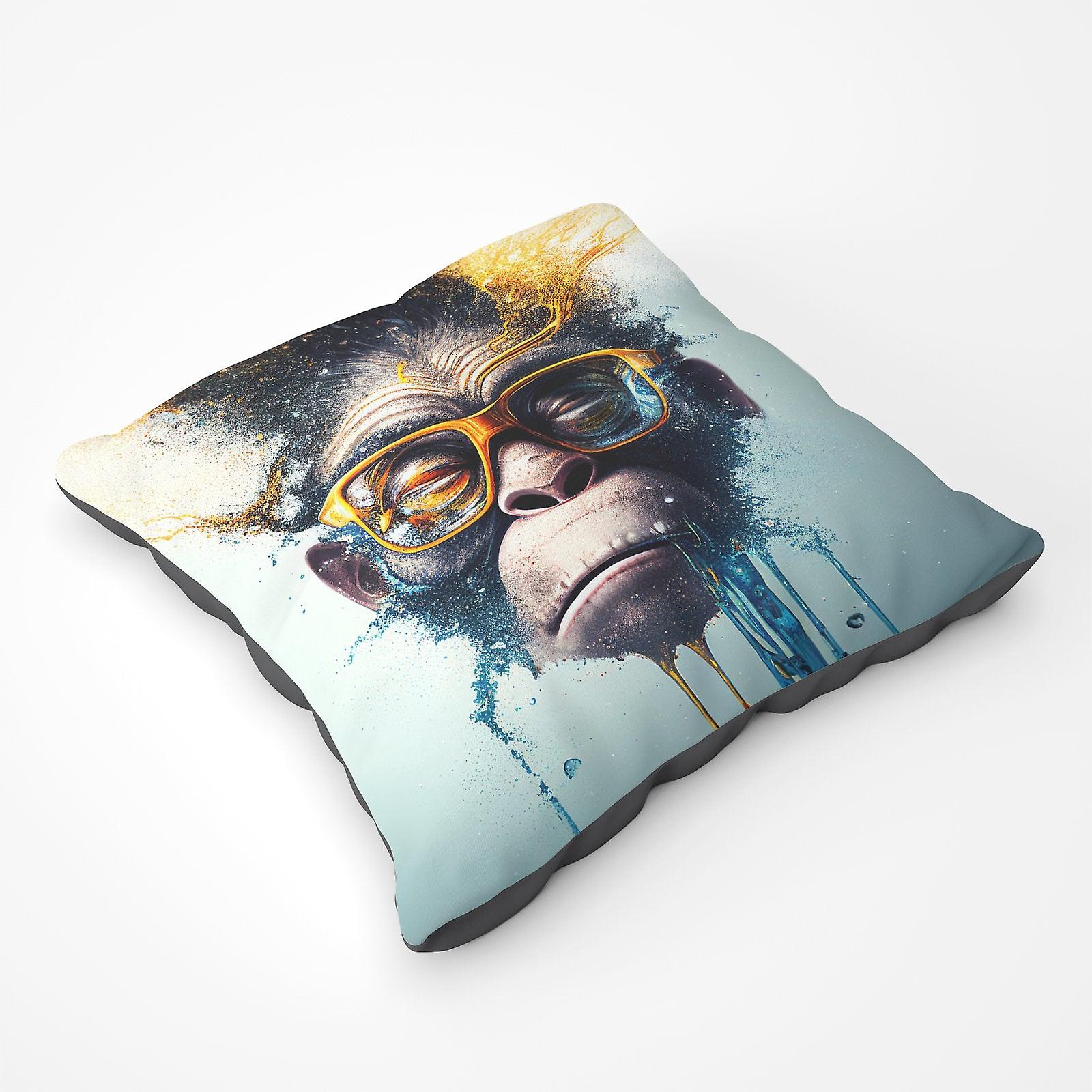 Monkey With Glasses Splashart Floor Cushion