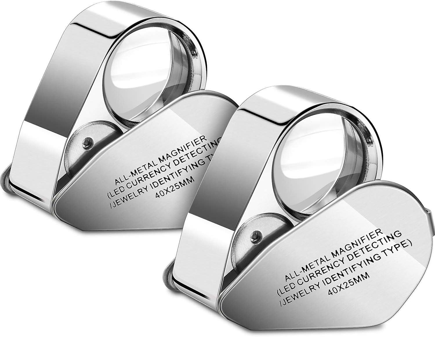 Set of 2 UV LED 40X Jeweler LED Lens Magnifier Magnifier Illuminated Jewelers Magnifier, Cloth for L