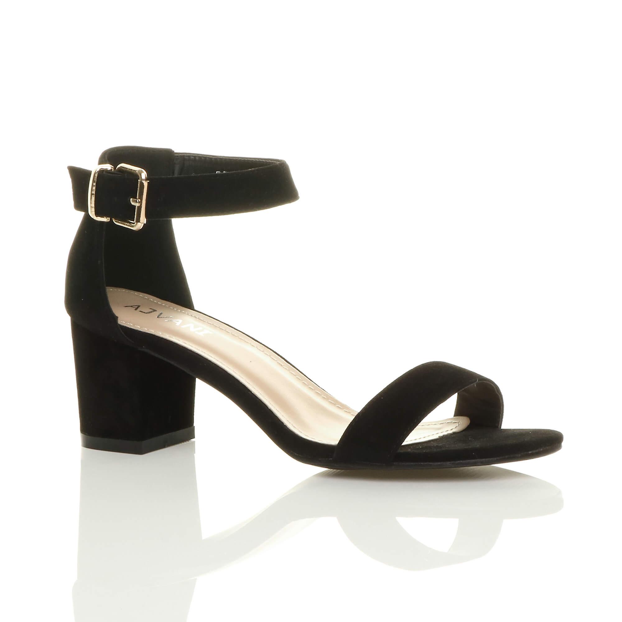 Ajvani 妇女 低 中块脚跟脚踝带扣婚礼伴娘晚会绑带凉鞋