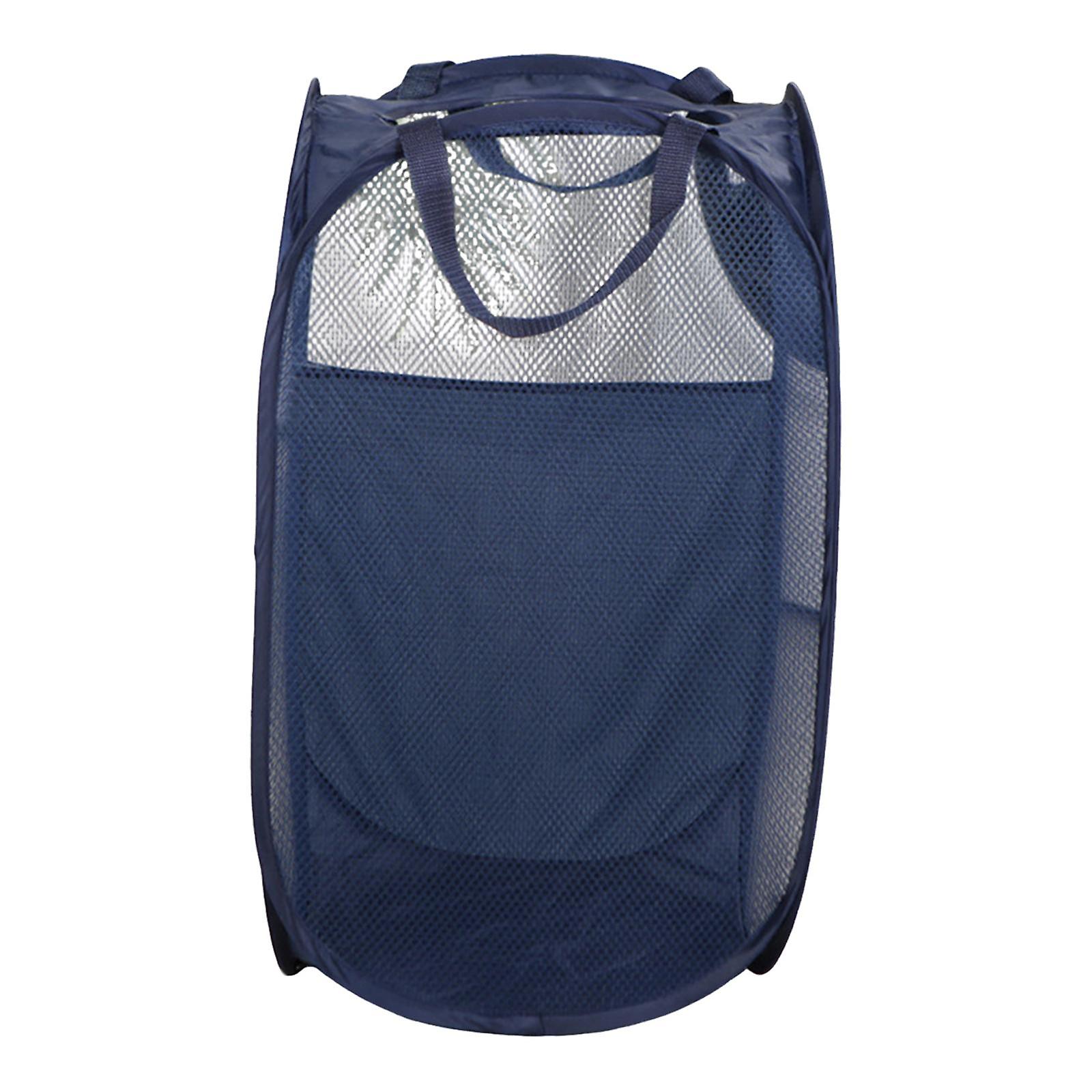 Laundry Basket Polyester Portable Clothes Hamper for Bathroom Dormitory Home Dark Blue