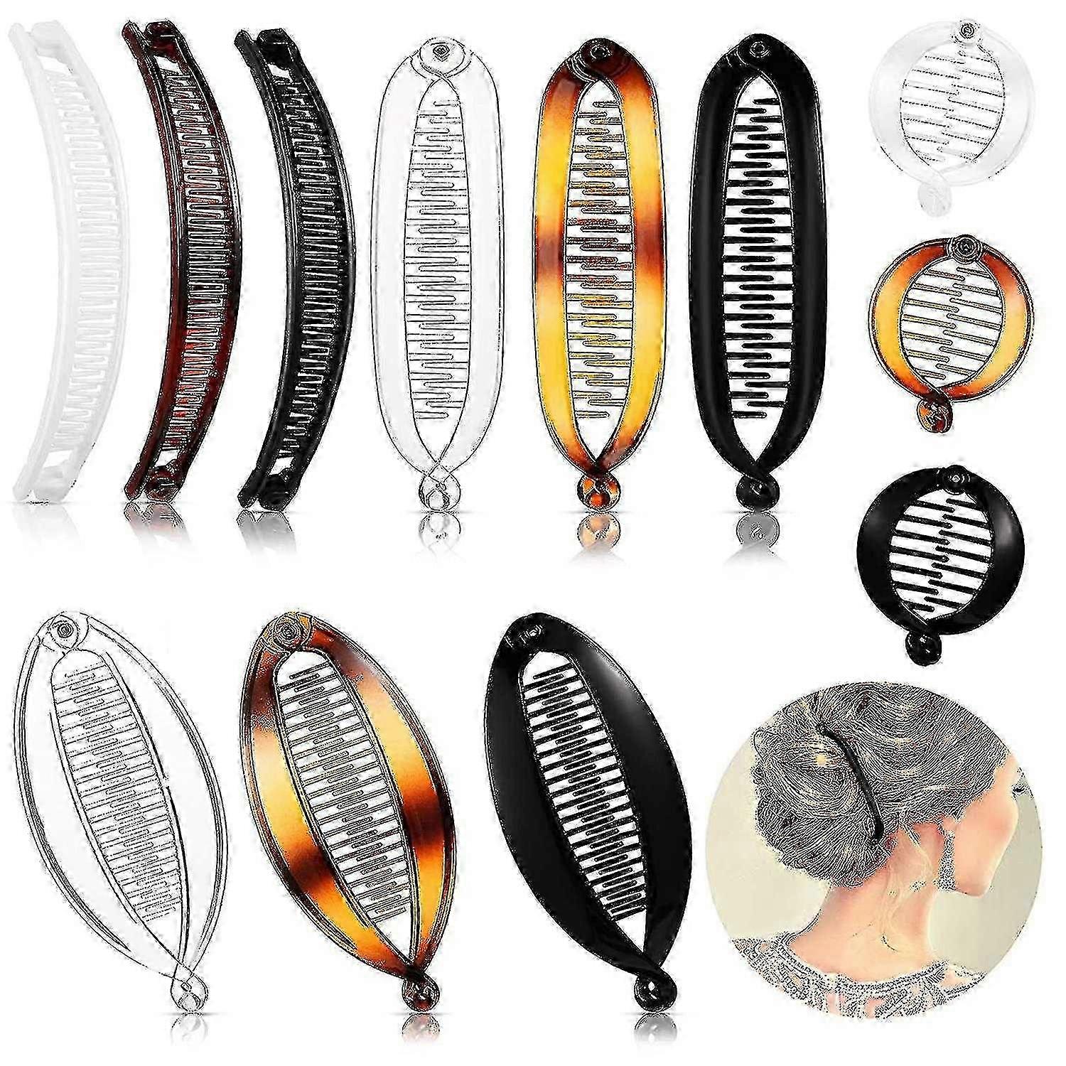 Pinces à cheveux banane, peignes à clincher, pince à cheveux queue de poisson, 4 styles, 12 pièces