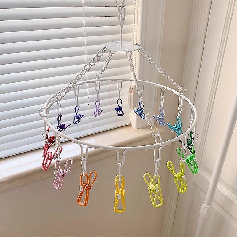 Clips Laundry Rack Dormitory Clamp Circular Clothes Drying Non Drop Multi Function Candy Color 16 Clip